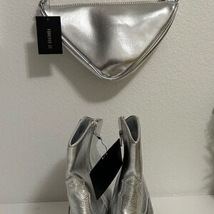 Forever 21 Silver Clutch and Wristlet